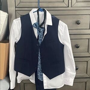 Amazon Boy’s Dark Blue Vest with White Shirt, Patterned Tie, Bow Tie and Pants